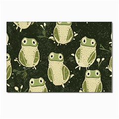 Frog Pattern Postcard 4 x 6  (pkg Of 10) by Valentinaart