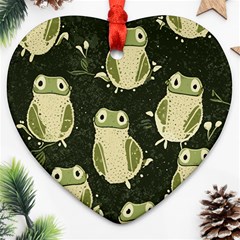 Frog Pattern Heart Ornament (two Sides) by Valentinaart