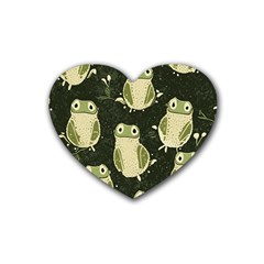 Frog Pattern Rubber Coaster (heart) by Valentinaart