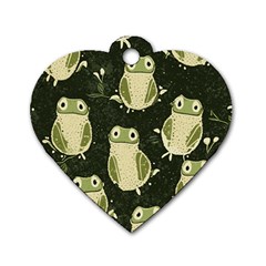 Frog Pattern Dog Tag Heart (one Side) by Valentinaart