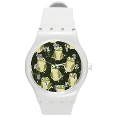 Frog Pattern Round Plastic Sport Watch (m) by Valentinaart