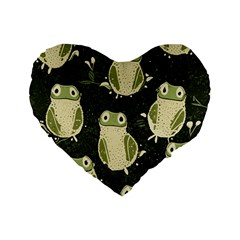 Frog Pattern Standard 16  Premium Heart Shape Cushions by Valentinaart