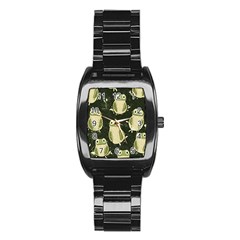 Frog Pattern Stainless Steel Barrel Watch by Valentinaart