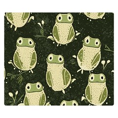 Frog Pattern Two Sides Premium Plush Fleece Blanket (small) by Valentinaart