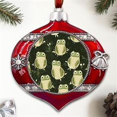 Frog Pattern Metal Snowflake And Bell Red Ornament