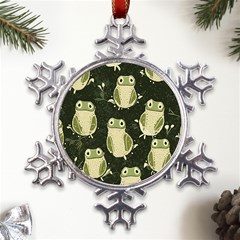 Frog Pattern Metal Large Snowflake Ornament by Valentinaart