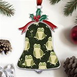 Frog pattern Metal Holly Leaf Bell Ornament Front