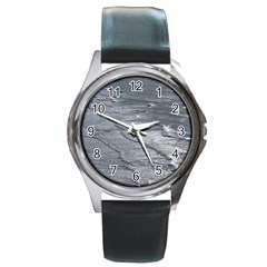 Atlantic Ocean Aerial View, Tierra Del Fuego, Argentina Round Metal Watch by dflcprintsclothing