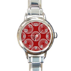 Background-red Round Italian Charm Watch by nateshop