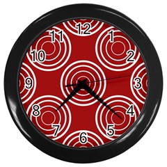 Background-red Wall Clock (black) by nateshop