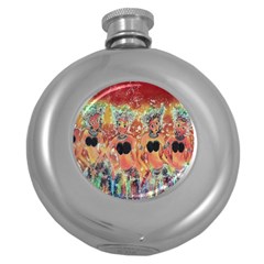 Indonesia-lukisan-picture Round Hip Flask (5 Oz) by nateshop