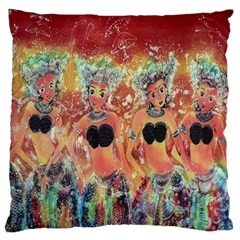 Indonesia-lukisan-picture Large Premium Plush Fleece Cushion Case (two Sides) by nateshop