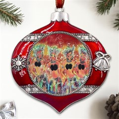 Indonesia-lukisan-picture Metal Snowflake And Bell Red Ornament