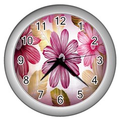 Print-roses Wall Clock (silver) by nateshop