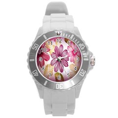 Print-roses Round Plastic Sport Watch (l) by nateshop