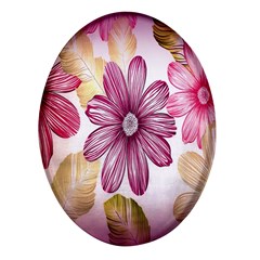 Print-roses Oval Glass Fridge Magnet (4 Pack)