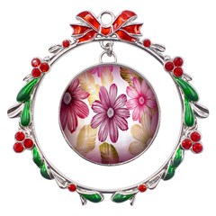 Print-roses Metal X mas Wreath Ribbon Ornament by nateshop