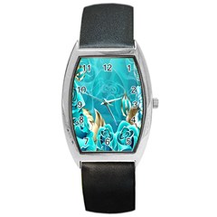 Crystal Butterfly, Floral, Flower, Girly, Gold, Golden, Pretty Barrel Style Metal Watch by nateshop