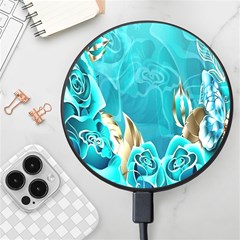 Crystal Butterfly, Floral, Flower, Girly, Gold, Golden, Pretty Wireless Fast Charger(black) by nateshop