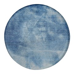 Denim,11 Round Glass Fridge Magnet (4 Pack)