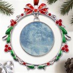 Denim,11 Metal X mas Wreath Ribbon Ornament Front