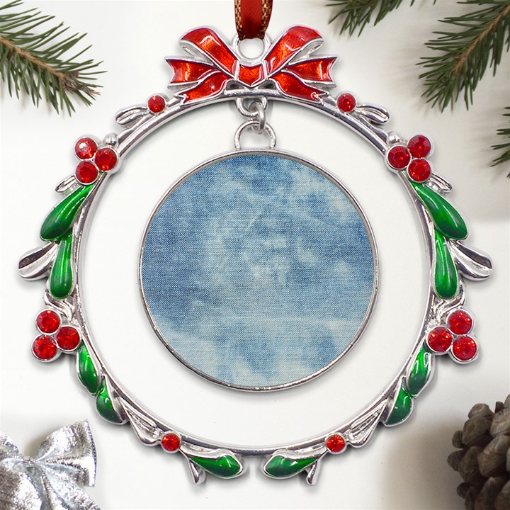 Denim,11 Metal X mas Wreath Ribbon Ornament