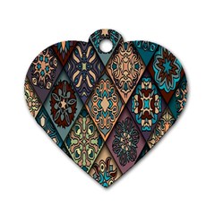 Flower Texture, Background, Colorful, Desenho, Dog Tag Heart (one Side) by nateshop