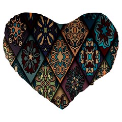 Flower Texture, Background, Colorful, Desenho, Large 19  Premium Heart Shape Cushions by nateshop