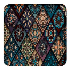 Flower Texture, Background, Colorful, Desenho, Square Glass Fridge Magnet (4 Pack) by nateshop