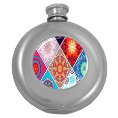 Mandala Pattern, Desenho, Designs, Glitter, Pattern Round Hip Flask (5 Oz) by nateshop