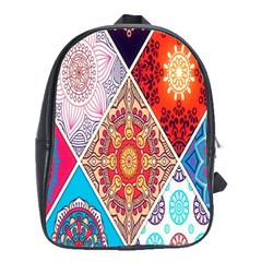 Mandala Pattern, Desenho, Designs, Glitter, Pattern School Bag (large) by nateshop