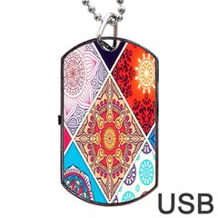 Mandala Pattern, Desenho, Designs, Glitter, Pattern Dog Tag Usb Flash (one Side) by nateshop