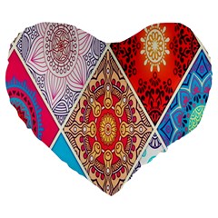 Mandala Pattern, Desenho, Designs, Glitter, Pattern Large 19  Premium Heart Shape Cushions by nateshop