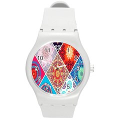 Mandala Pattern, Desenho, Designs, Glitter, Pattern Round Plastic Sport Watch (m) by nateshop