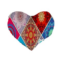 Mandala Pattern, Desenho, Designs, Glitter, Pattern Standard 16  Premium Flano Heart Shape Cushions by nateshop