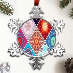 Mandala Pattern, Desenho, Designs, Glitter, Pattern Metal Small Snowflake Ornament by nateshop