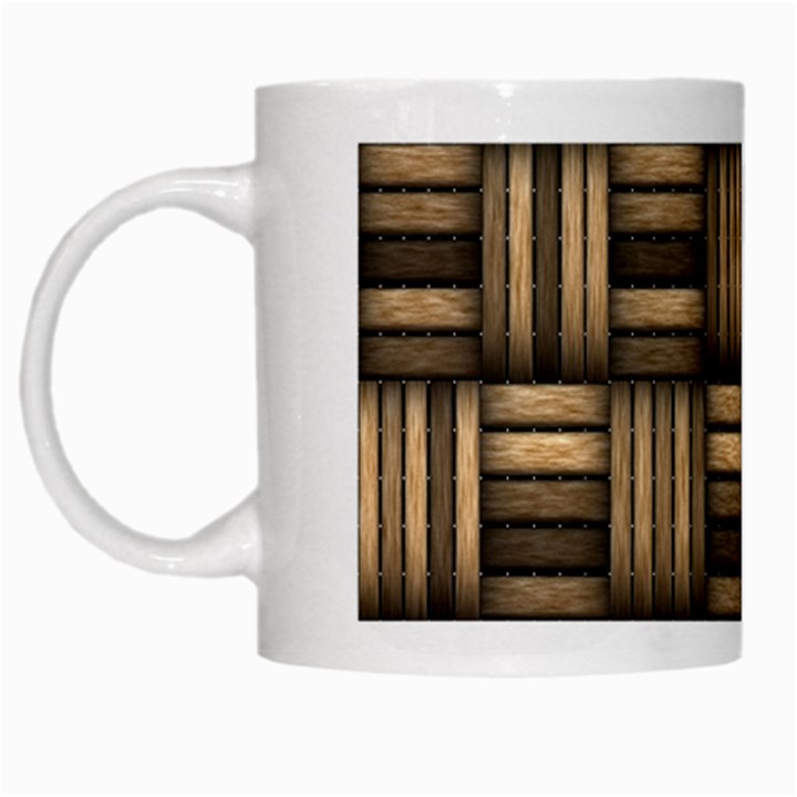 Brown Weaving Texture, Macro, Brown Wickerwork White Mug