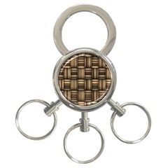 Brown Weaving Texture, Macro, Brown Wickerwork 3-ring Key Chain by nateshop