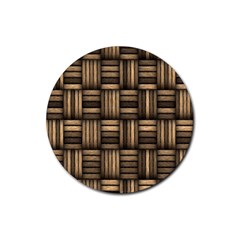 Brown Weaving Texture, Macro, Brown Wickerwork Rubber Round Coaster (4 Pack) by nateshop