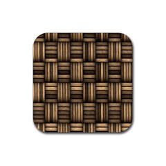 Brown Weaving Texture, Macro, Brown Wickerwork Rubber Coaster (square) by nateshop