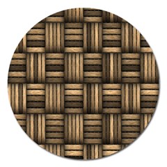 Brown Weaving Texture, Macro, Brown Wickerwork Magnet 5  (round) by nateshop