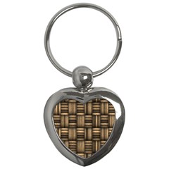 Brown Weaving Texture, Macro, Brown Wickerwork Key Chain (heart) by nateshop