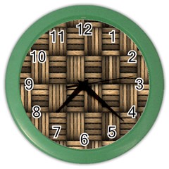 Brown Weaving Texture, Macro, Brown Wickerwork Color Wall Clock by nateshop