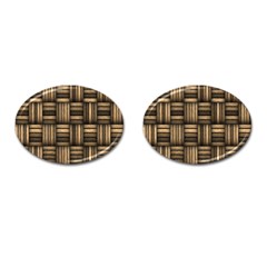 Brown Weaving Texture, Macro, Brown Wickerwork Cufflinks (oval) by nateshop