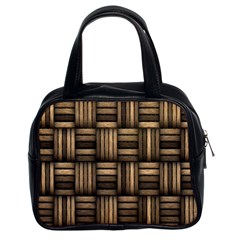 Brown Weaving Texture, Macro, Brown Wickerwork Classic Handbag (two Sides) by nateshop