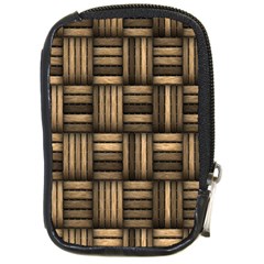 Brown Weaving Texture, Macro, Brown Wickerwork Compact Camera Leather Case by nateshop