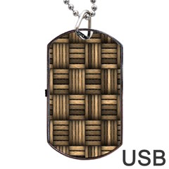 Brown Weaving Texture, Macro, Brown Wickerwork Dog Tag Usb Flash (one Side) by nateshop