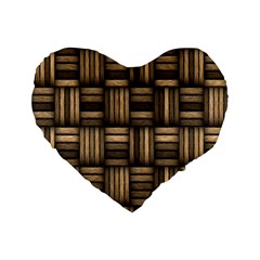 Brown Weaving Texture, Macro, Brown Wickerwork Standard 16  Premium Flano Heart Shape Cushions by nateshop