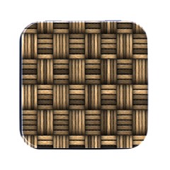 Brown Weaving Texture, Macro, Brown Wickerwork Square Metal Box (black) by nateshop