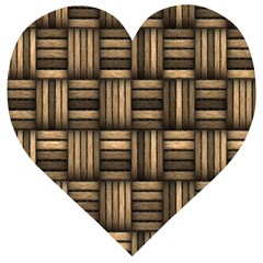 Brown Weaving Texture, Macro, Brown Wickerwork Wooden Puzzle Heart by nateshop